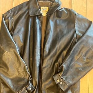 Men’s Zip Leather Coat! Like new!